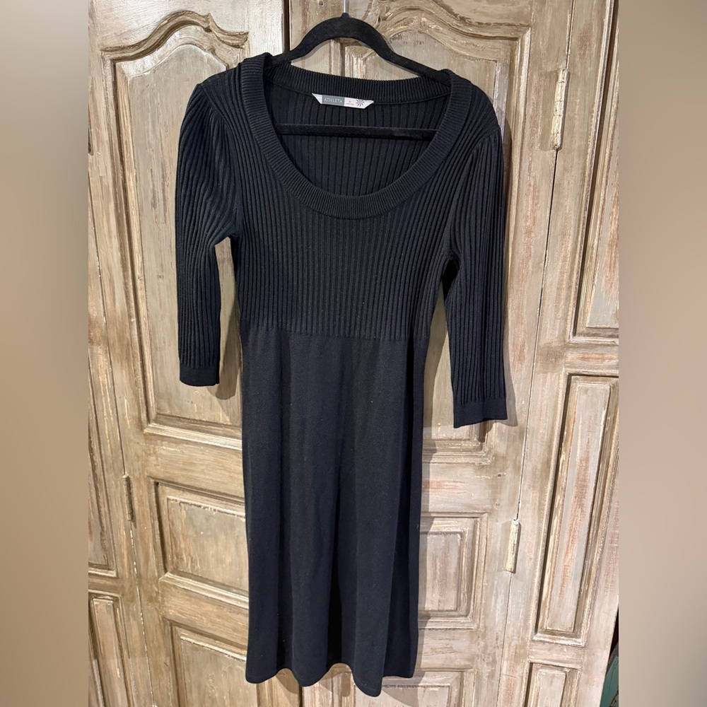 Athleta Black Ribbed Midi Sweater Dress